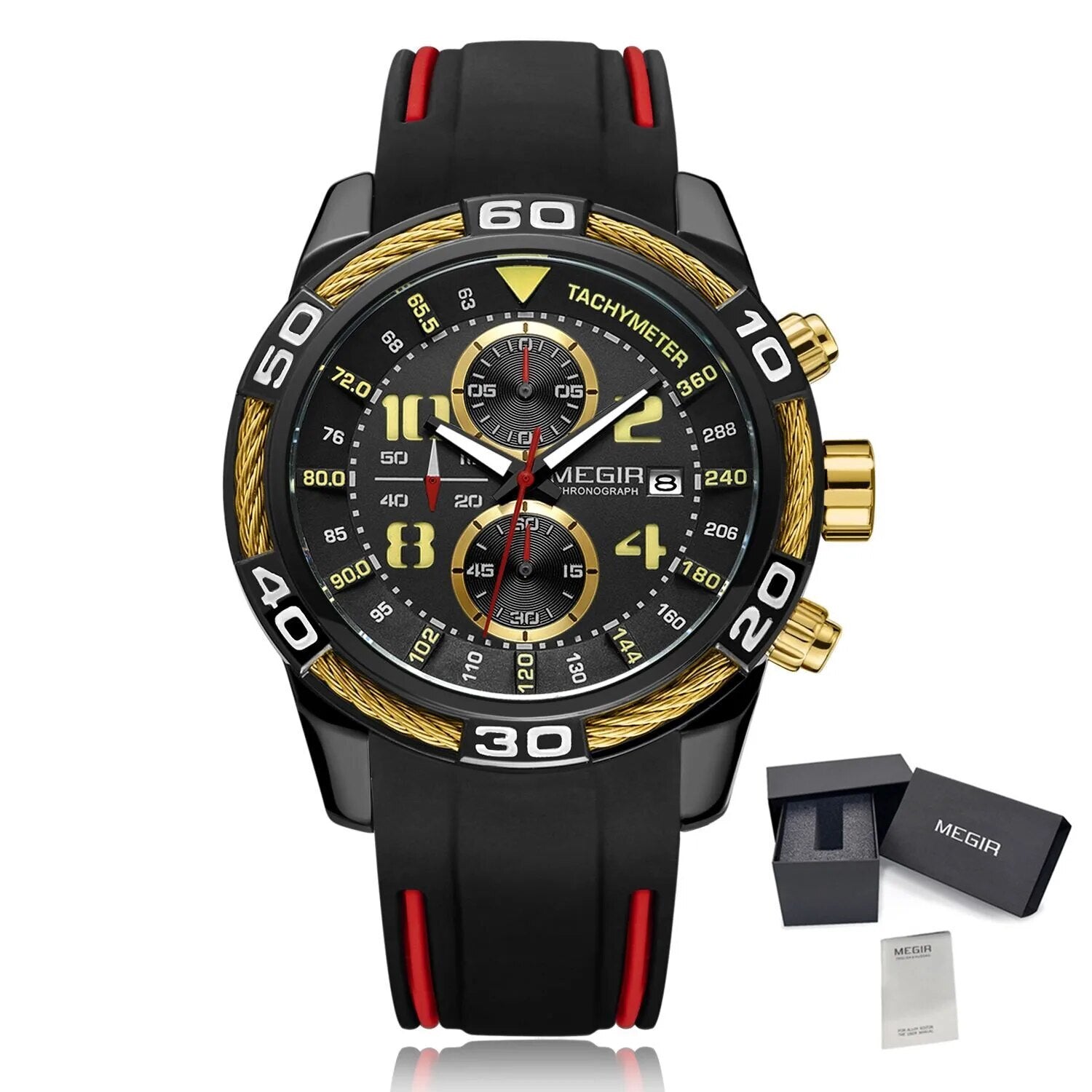 MEGIR Fashion Sports Watches for Men Luxury Quartz Casual Wristwatch Silicone Strap Man Chronograph Clock Relogio Masculino 2045-18