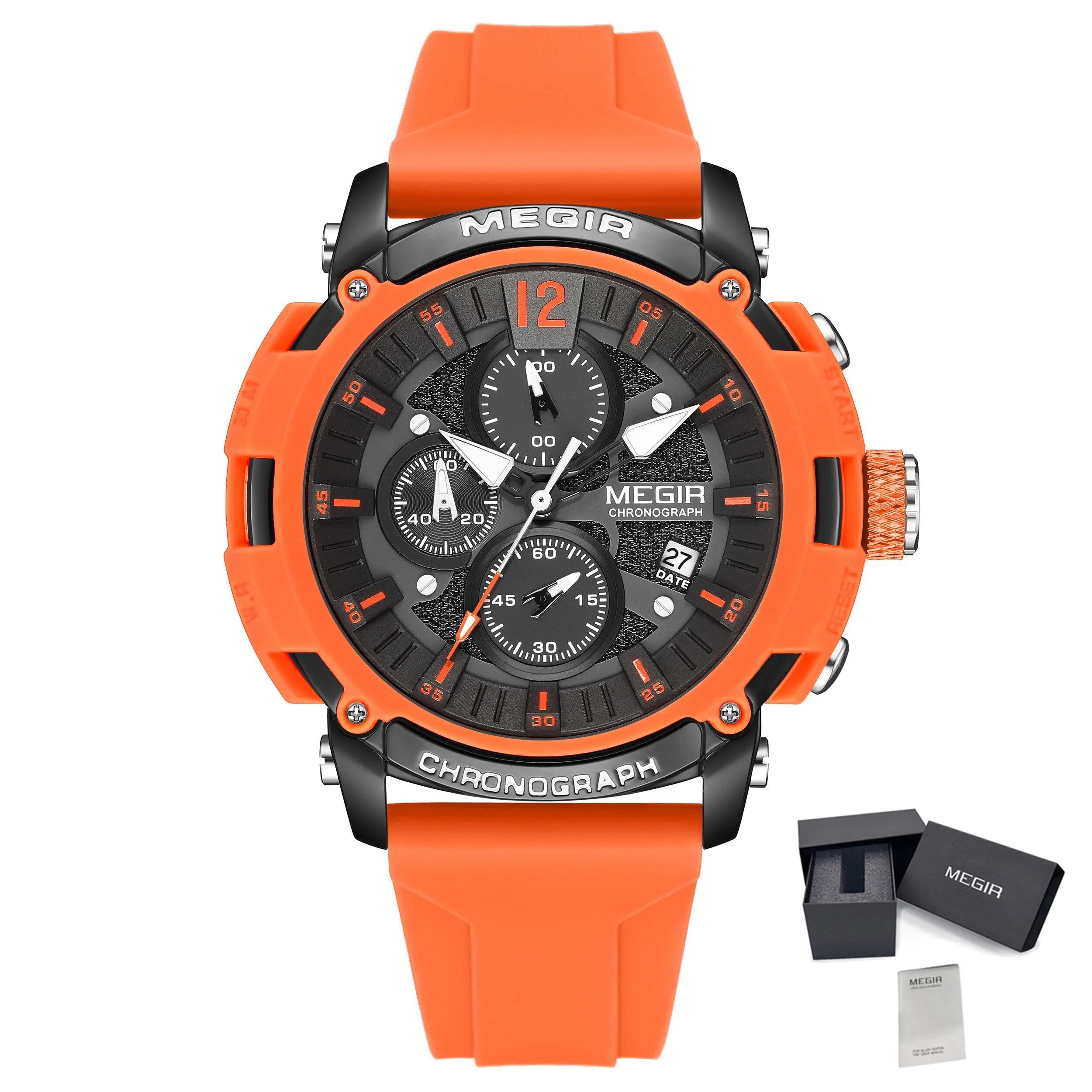 MEGIR Fashion Military Watch for Men Silicone Strap Sport Quartz Chronograph Waterproof Male Clock Wristwatch Reloj Hombre 2208-20