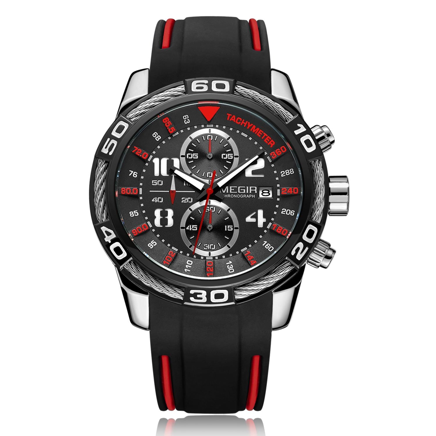MEGIR Fashion Sports Watches for Men Luxury Quartz Casual Wristwatch Silicone Strap Man Chronograph Clock Relogio Masculino 2045-13