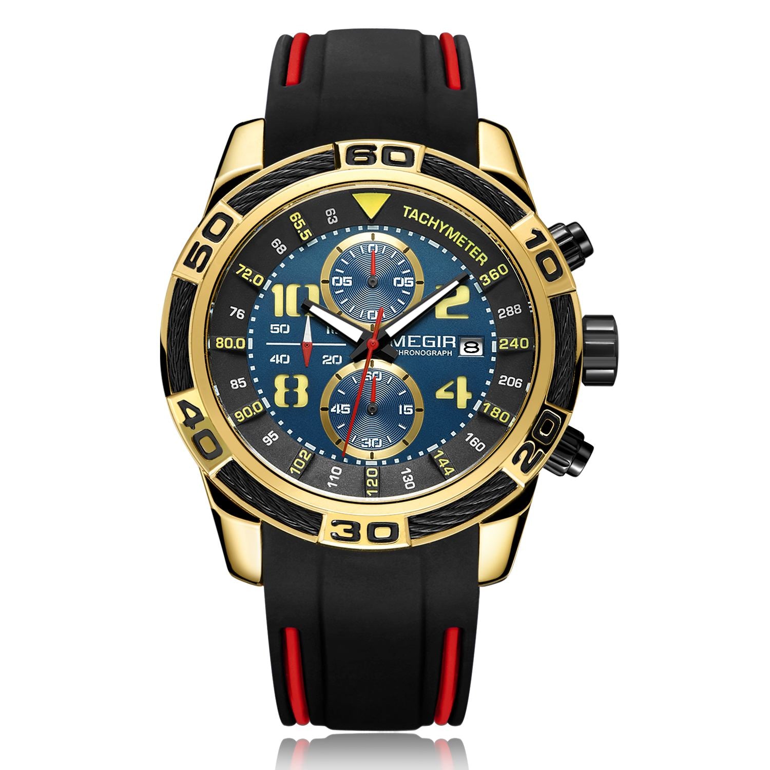 MEGIR Fashion Sports Watches for Men Luxury Quartz Casual Wristwatch Silicone Strap Man Chronograph Clock Relogio Masculino 2045-12
