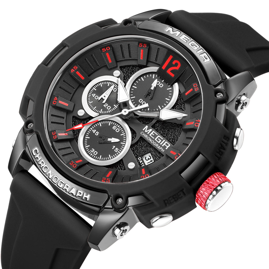 MEGIR Fashion Military Watch for Men Silicone Strap Sport Quartz Chronograph Waterproof Male Clock Wristwatch Reloj Hombre 2208-13