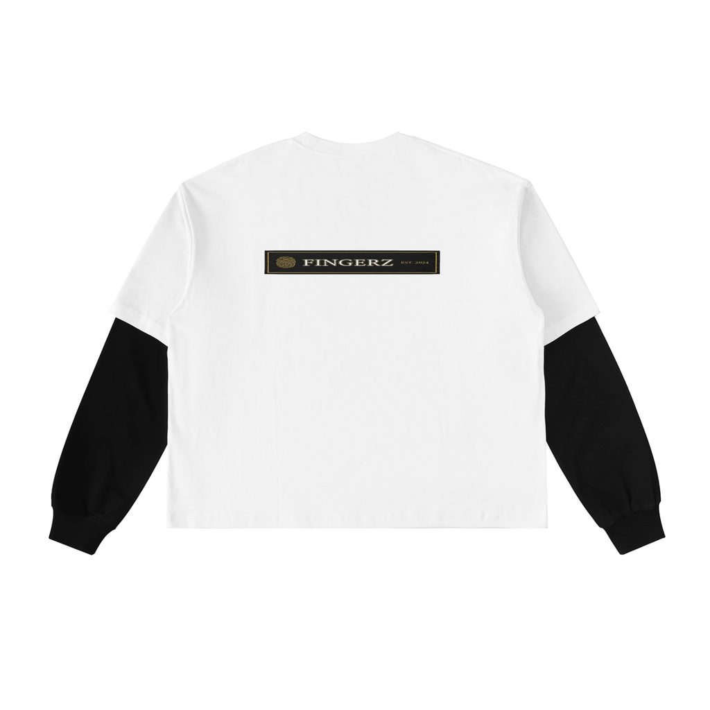 Layered Contrast Sleeve Cotton T-Shirt