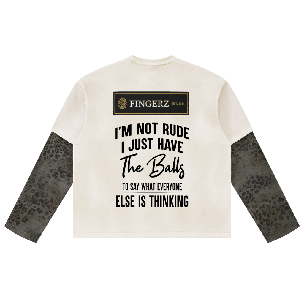 Unisex Vintage Wash Leopard Paneled Layer T-Shirt