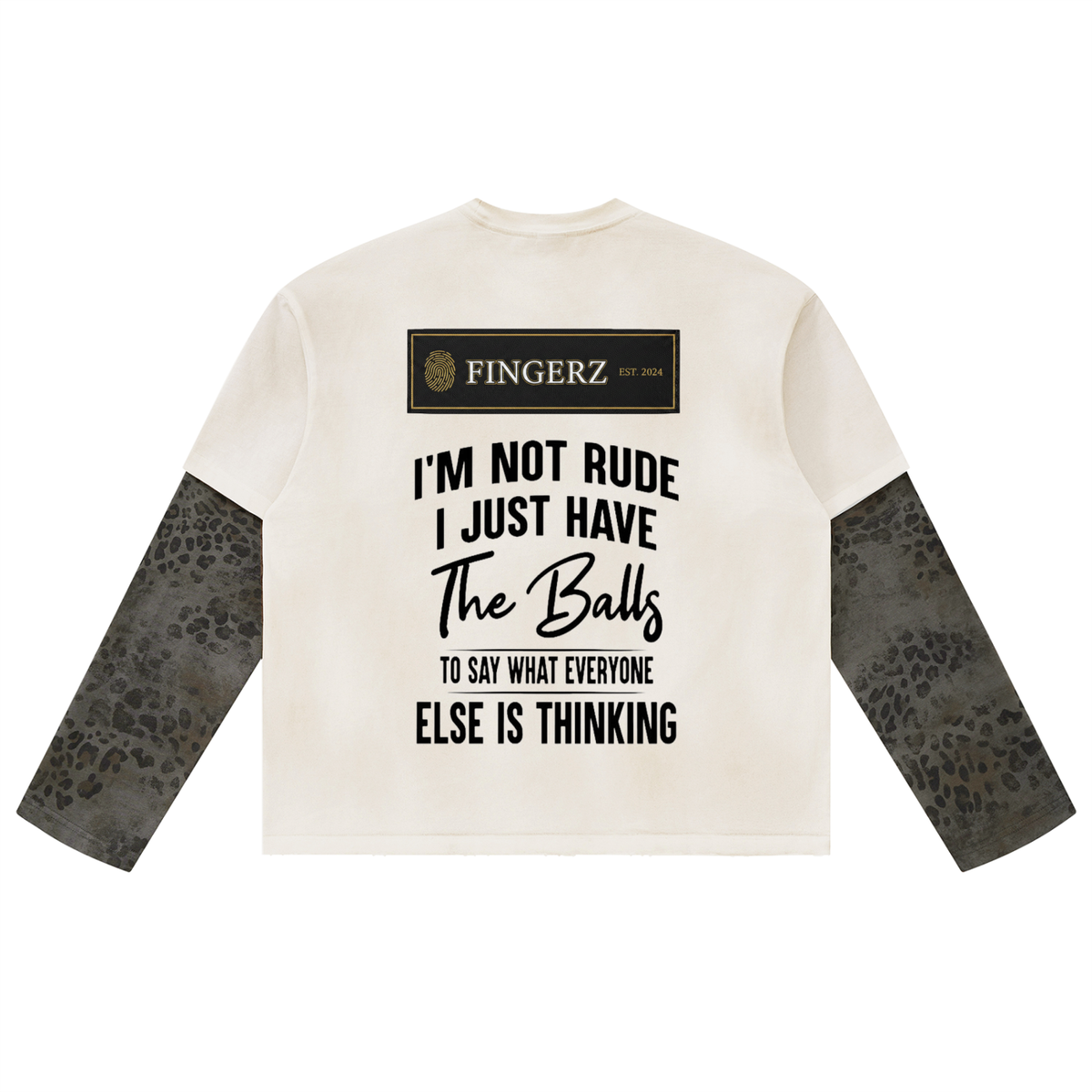 Unisex Vintage Wash Leopard Paneled Layer T-Shirt