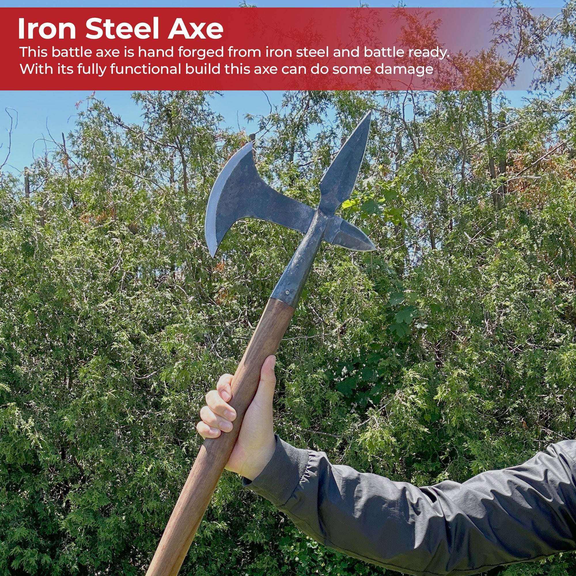 Elite Medieval Cavalry Hand Forged Battle Axe-3