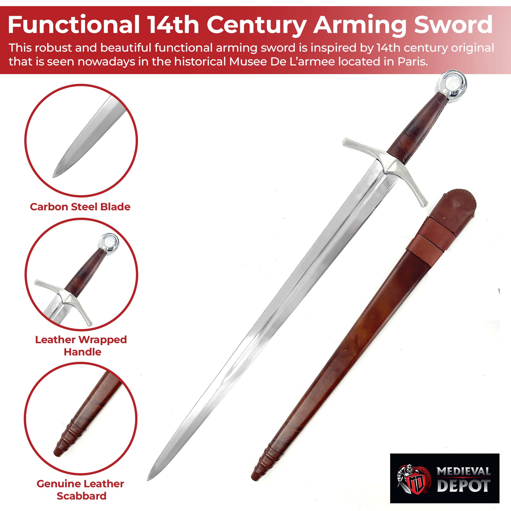Functional 14th Century Arming Sword-2