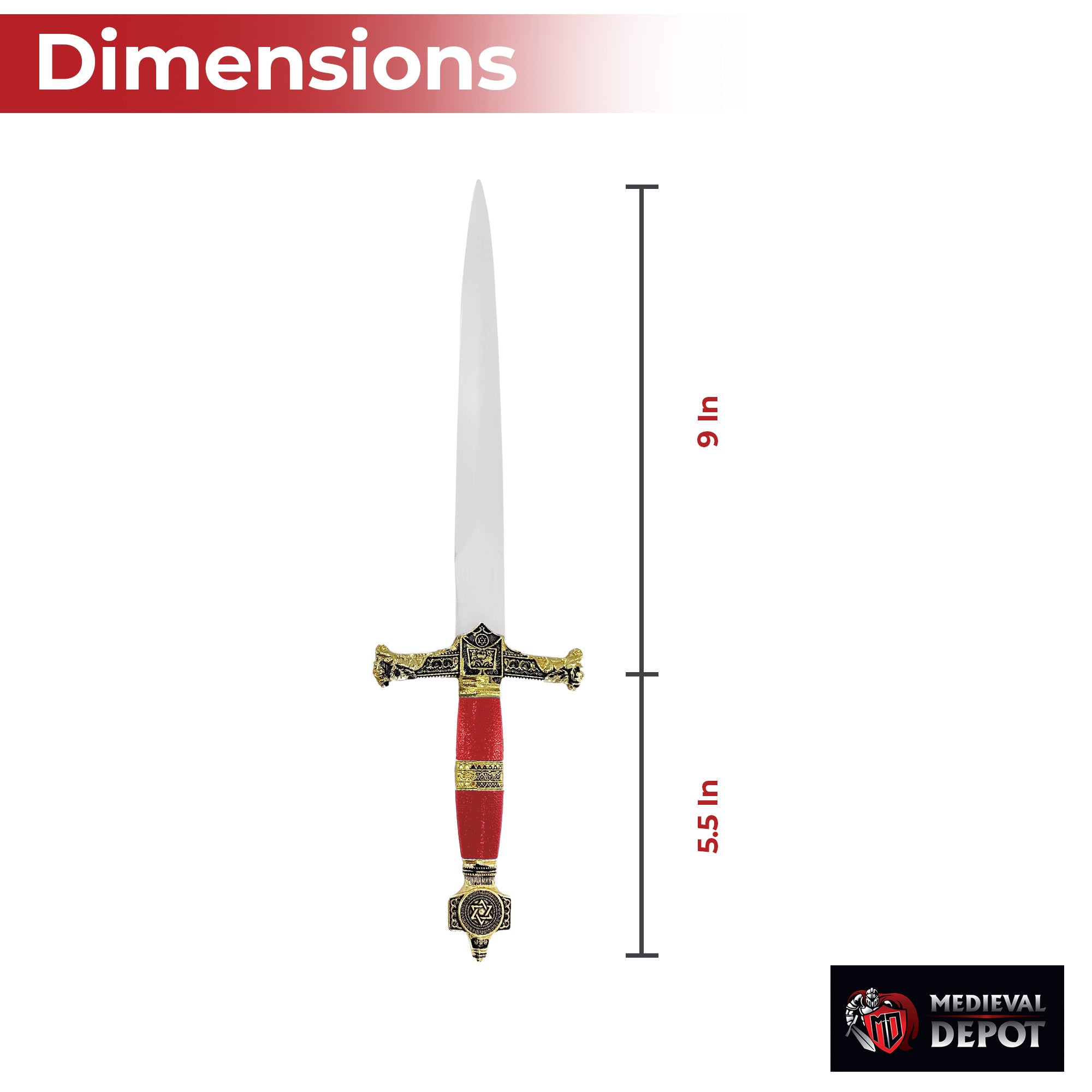 King Solomon Medieval Crusader Dagger Red-1