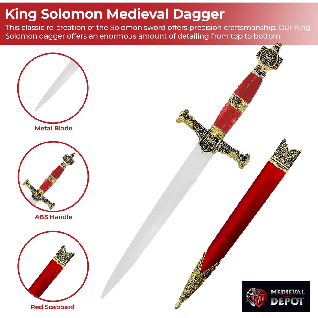 King Solomon Medieval Crusader Dagger Red-2