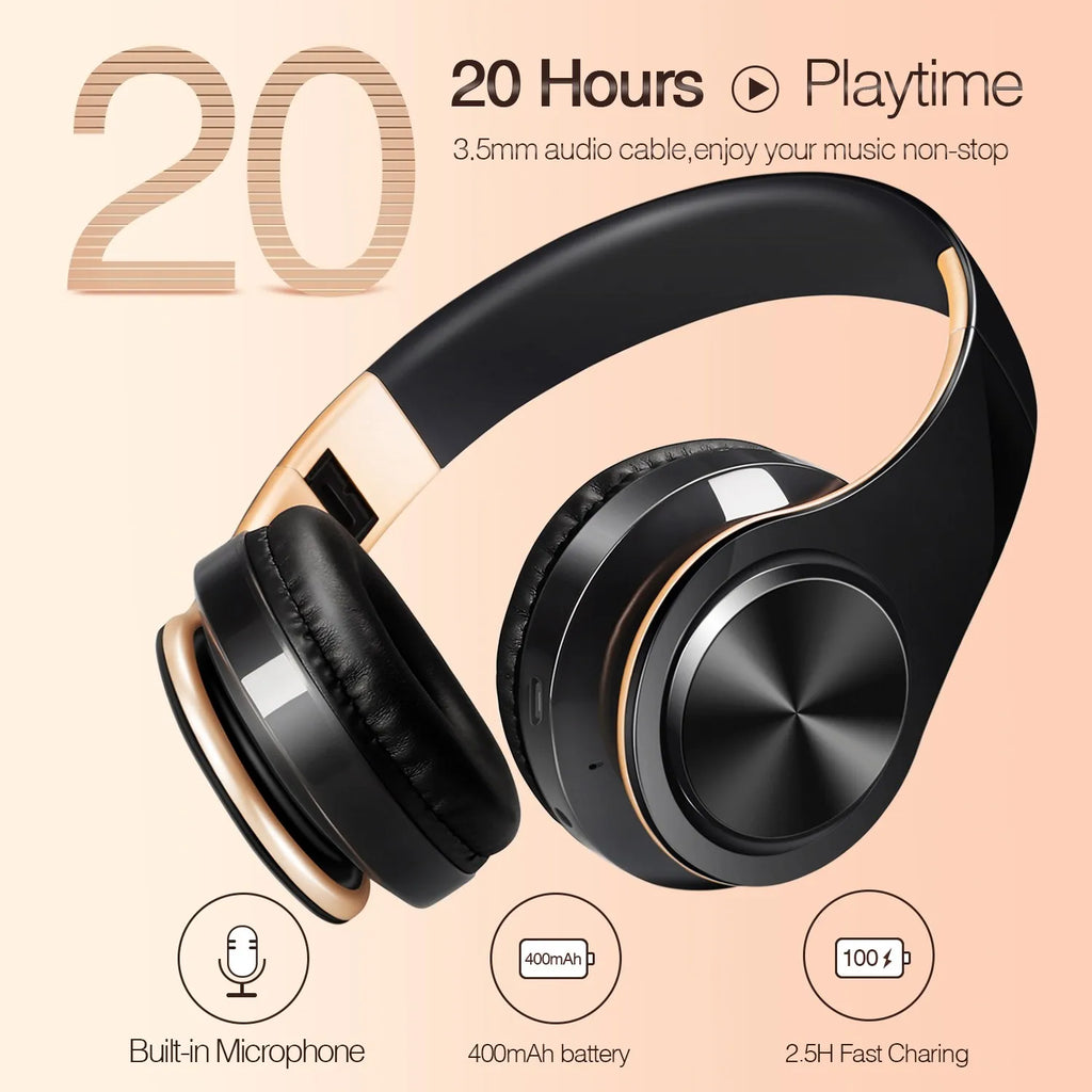 Wireless Bluetooth Headphones Gold-2