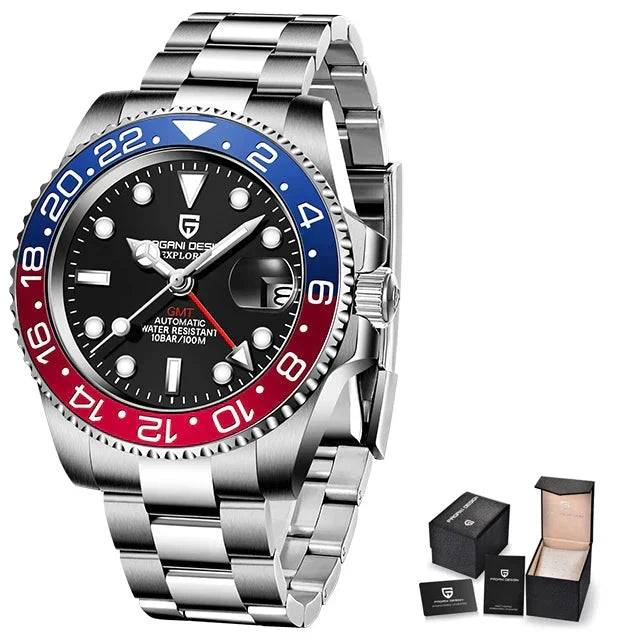 Men's Automatic Mechanical Sapphire Watch (Blue Red)-0