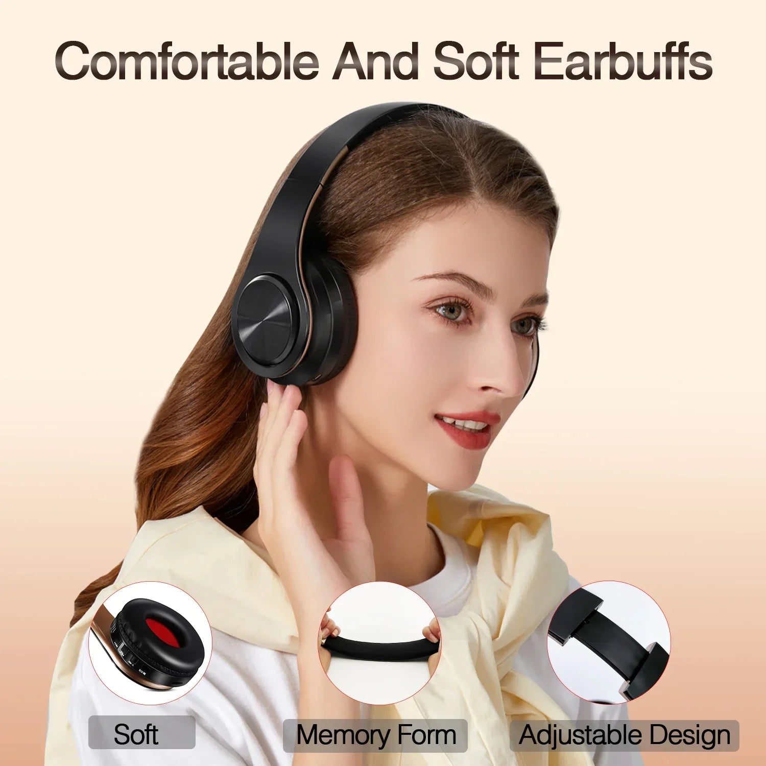 Wireless Bluetooth Headphones Gold-3