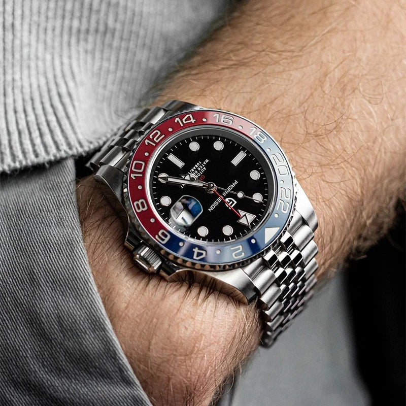 Men's Automatic Mechanical Sapphire Watch (Blue Red)-2