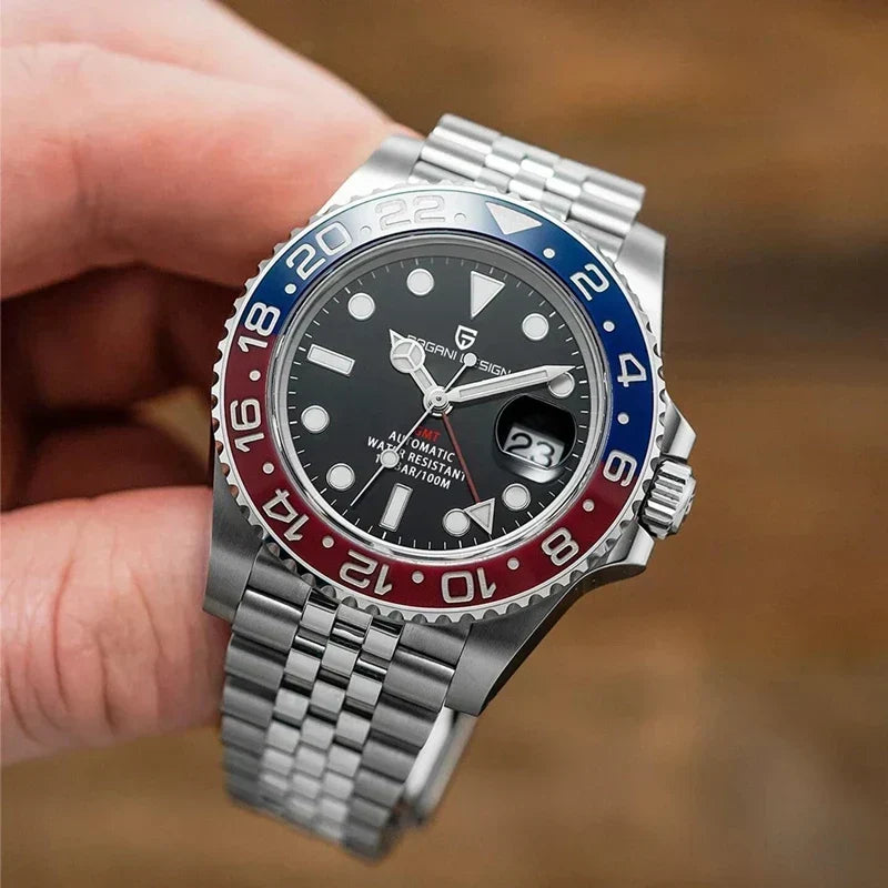 Men's Automatic Mechanical Sapphire Watch (Blue Red)-1