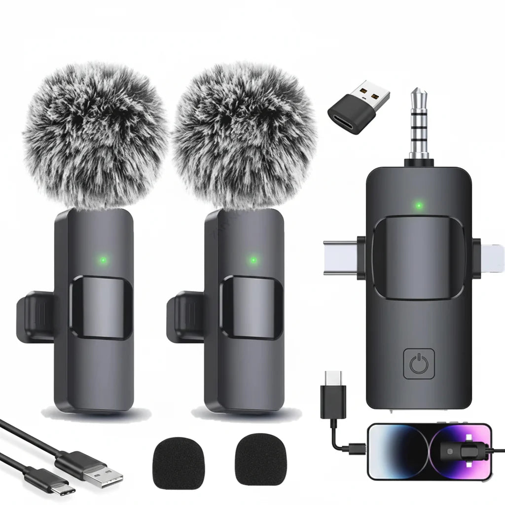 Wireless Lavalier Microphone for iPhone Android Live Recording-0