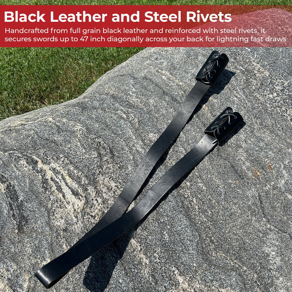 Universal Leather Adjustable Back Sling Sword Holder Baldric-4