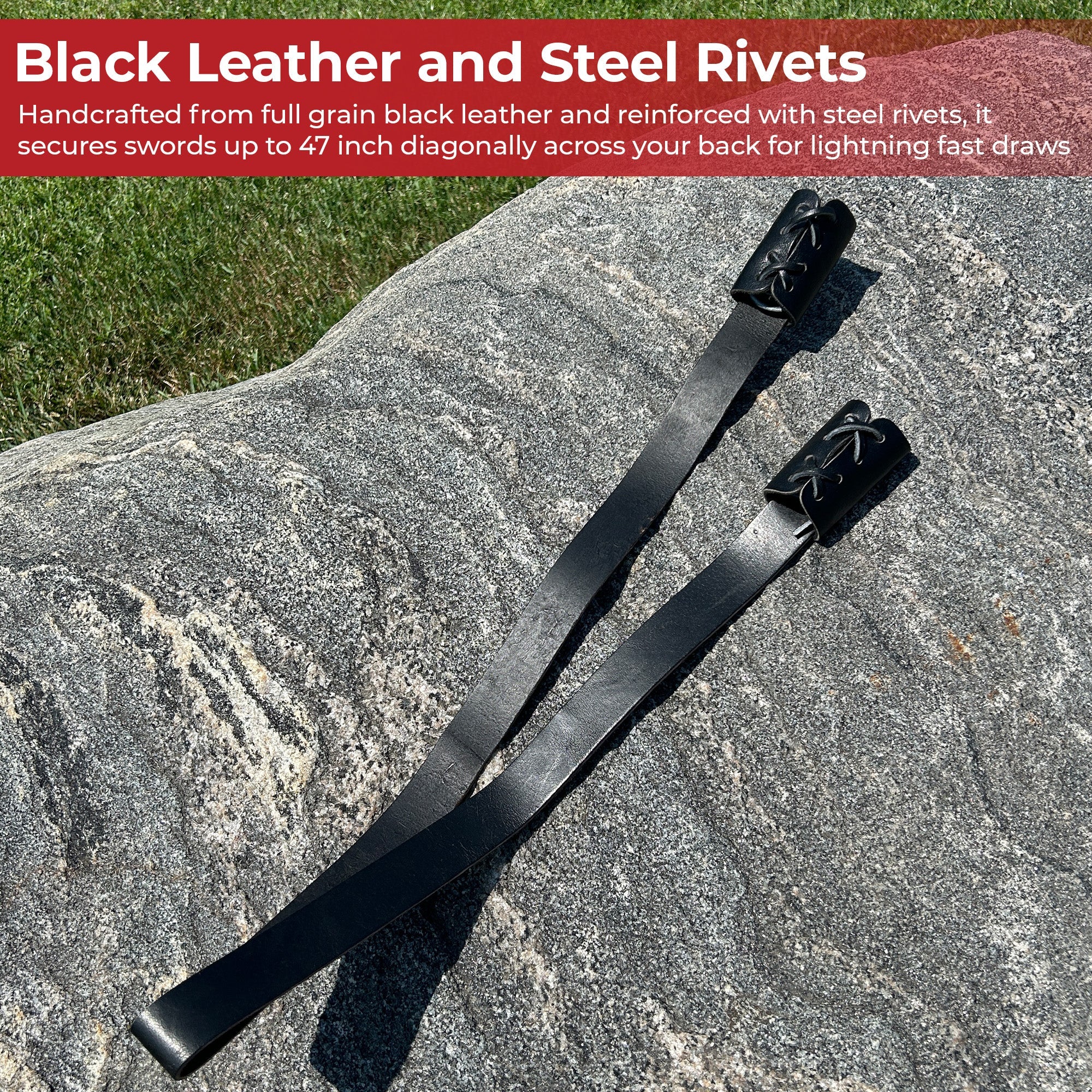 Universal Leather Adjustable Back Sling Sword Holder Baldric-4