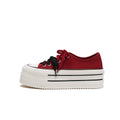 Women's Platform Canvas Sneakers – Double Stripe Chunky Shoes-0