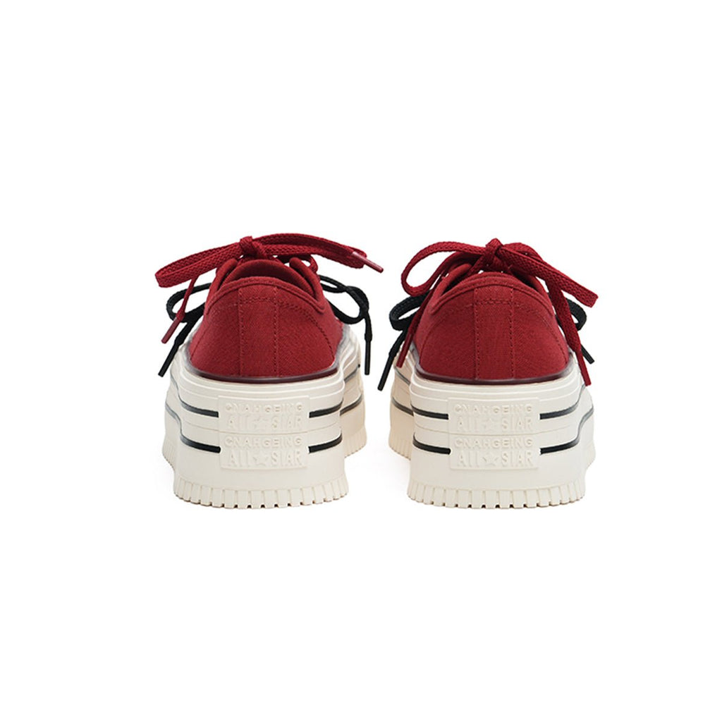 Women's Platform Canvas Sneakers – Double Stripe Chunky Shoes-3